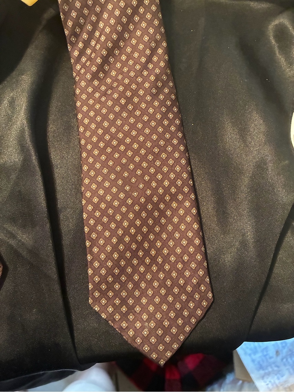 Dior Brown Silk Tie with Gold Diamond Motif